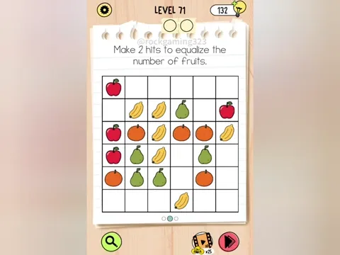 Brain Test 5 Level 71 - Equalize the number of fruits. (Image 3)