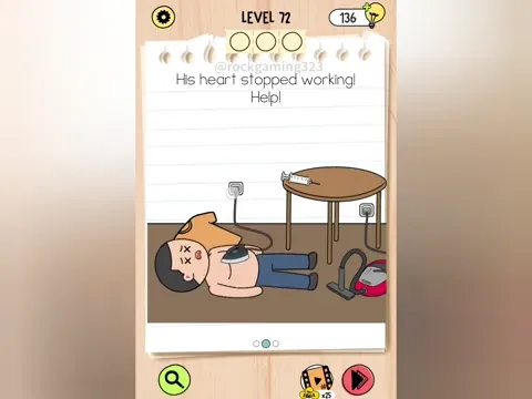Brain Test 5 Level 72 - His heart stopped working! Help! (Image 1)