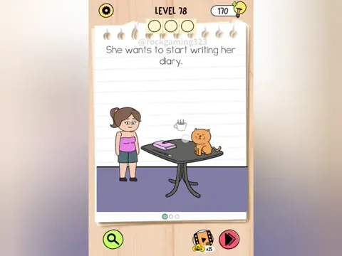 Brain Test 5 Level 78 - She wants to start writing her diary. (Image 1)