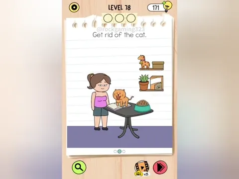 Brain Test 5 Level 78 - Get rid of the cat. (Image 1)