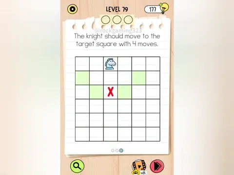 Brain Test 5 Level 79 - The knight should move to the target square with 4 moves. (Image 2)