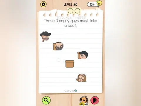 Brain Test 5 Level 80 - These 3 angry guys must take a seat. (Image 2)