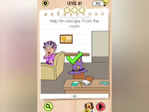 Brain Test 5 Level 81 - Help him escape from the room. (Image 2)