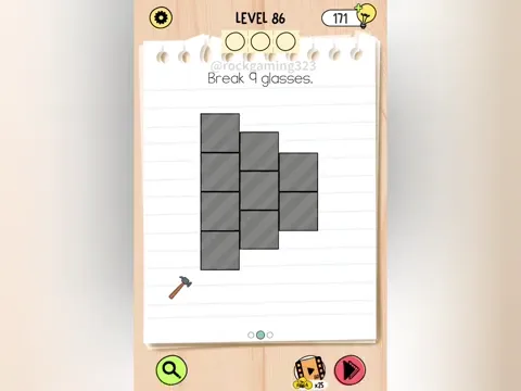 Brain Test 5 Level 86 - Break 9 glasses. (Image 1)
