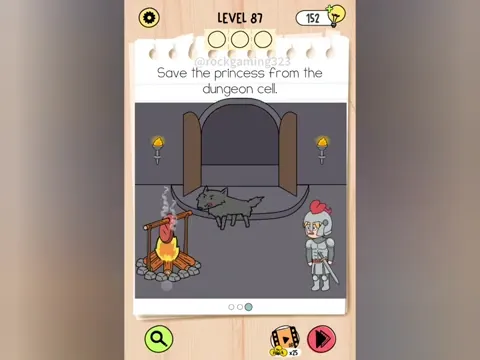 Brain Test 5 Level 87 - Save the princess from the dungeon cell. (Image 1)