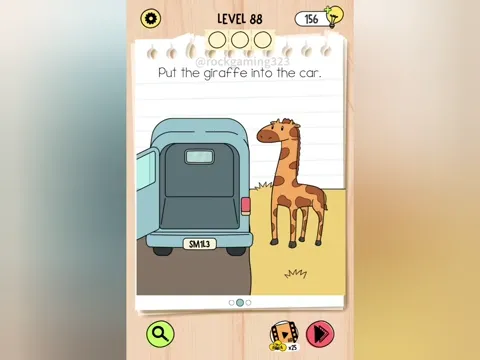 Brain Test 5 Level 88 - Put the giraffe into the car. (Image 1)