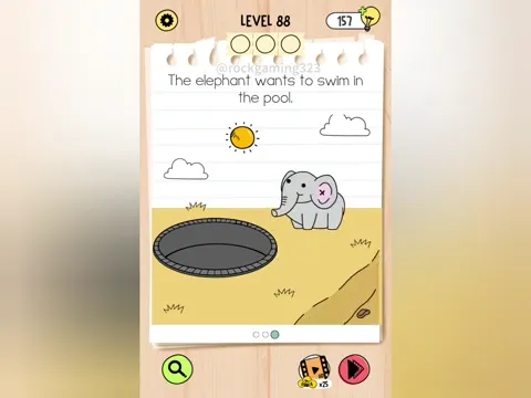 Brain Test 5 Level 88 - The elephant wants to swim in the pool. (Image 1)