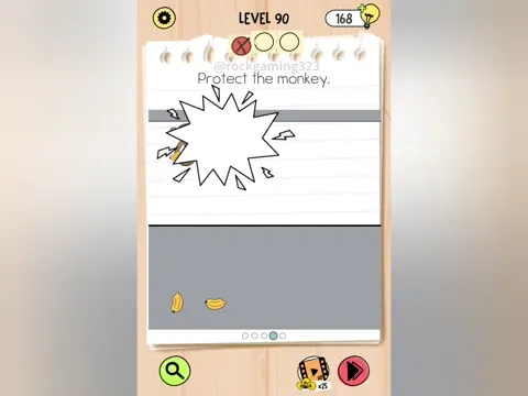 Brain Test 5 Level 90 - Protect the monkey. (Image 1)