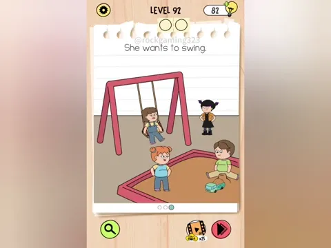 Brain Test 5 Level 92 - She wants to swing. (Image 1)