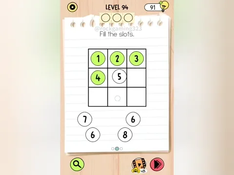 Brain Test 5 Level 94 - Fill the slots. (Image 1)