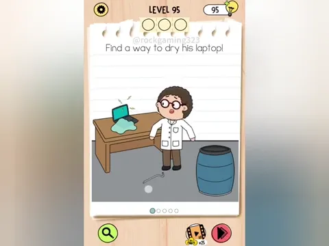 Brain Test 5 Level 95 - Find a way to dry his laptop! (Image 1)
