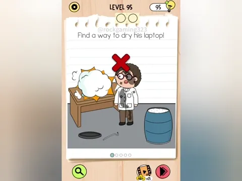 Brain Test 5 Level 95 - Find a way to dry his laptop! (Image 2)