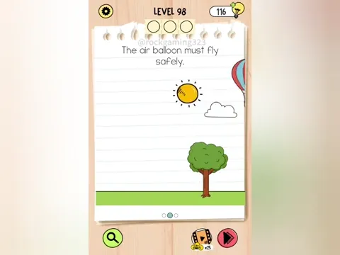 Brain Test 5 Level 98 - The air balloon must fly safely. (Image 1)