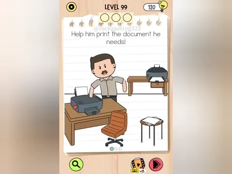 Brain Test 5 Level 99 - Help him print the document he needs! (Image 1)